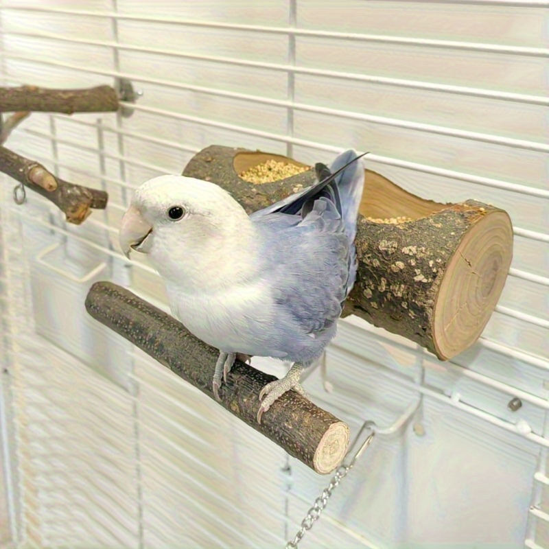 Wood Double Hole Feeding Bowl For Birds