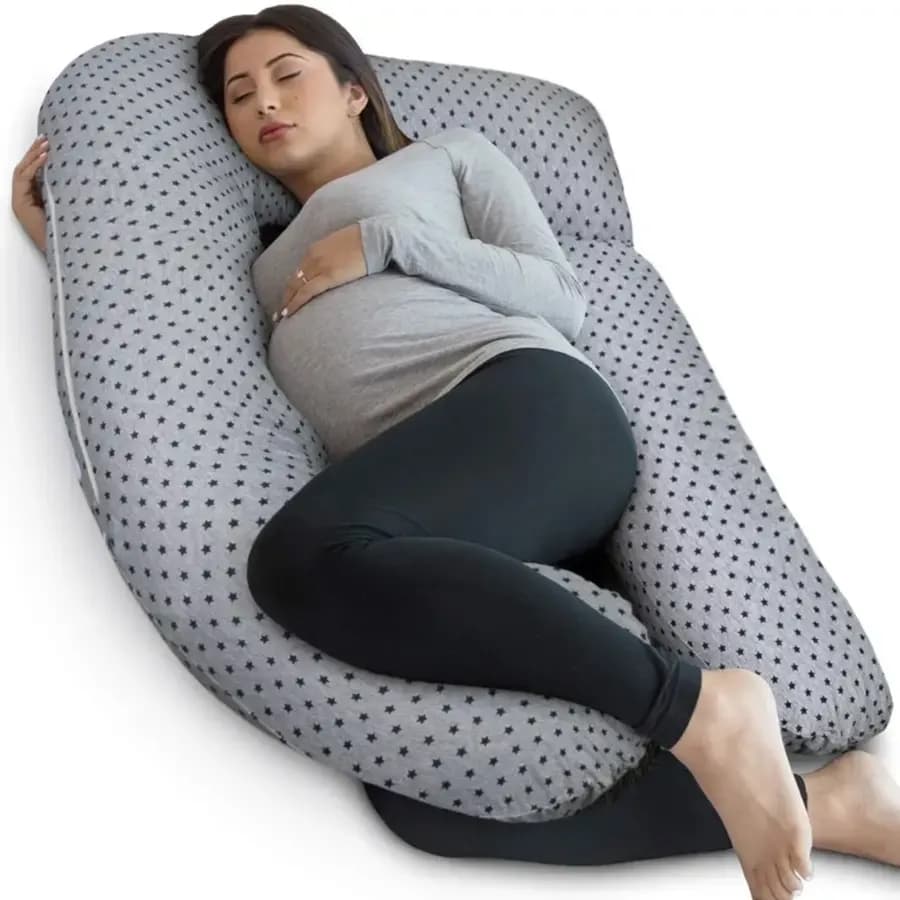 Pharmedoc U Shape Pregnancy Pillow - Grey/stars (Jersey Cover)