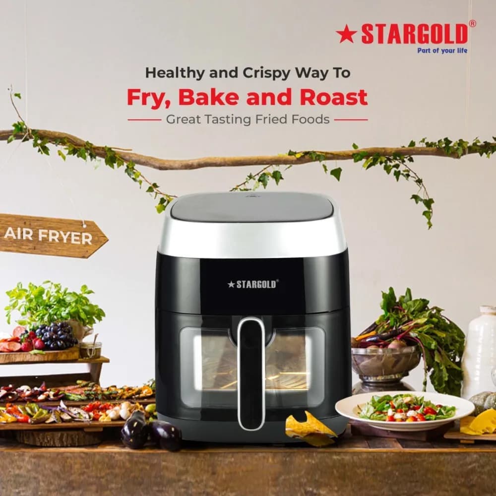 Air Fryer 7 Liter 1800W Temperature Control Pan With Timer Function And Power Indicator Fryer, Sg-2227Dc Black