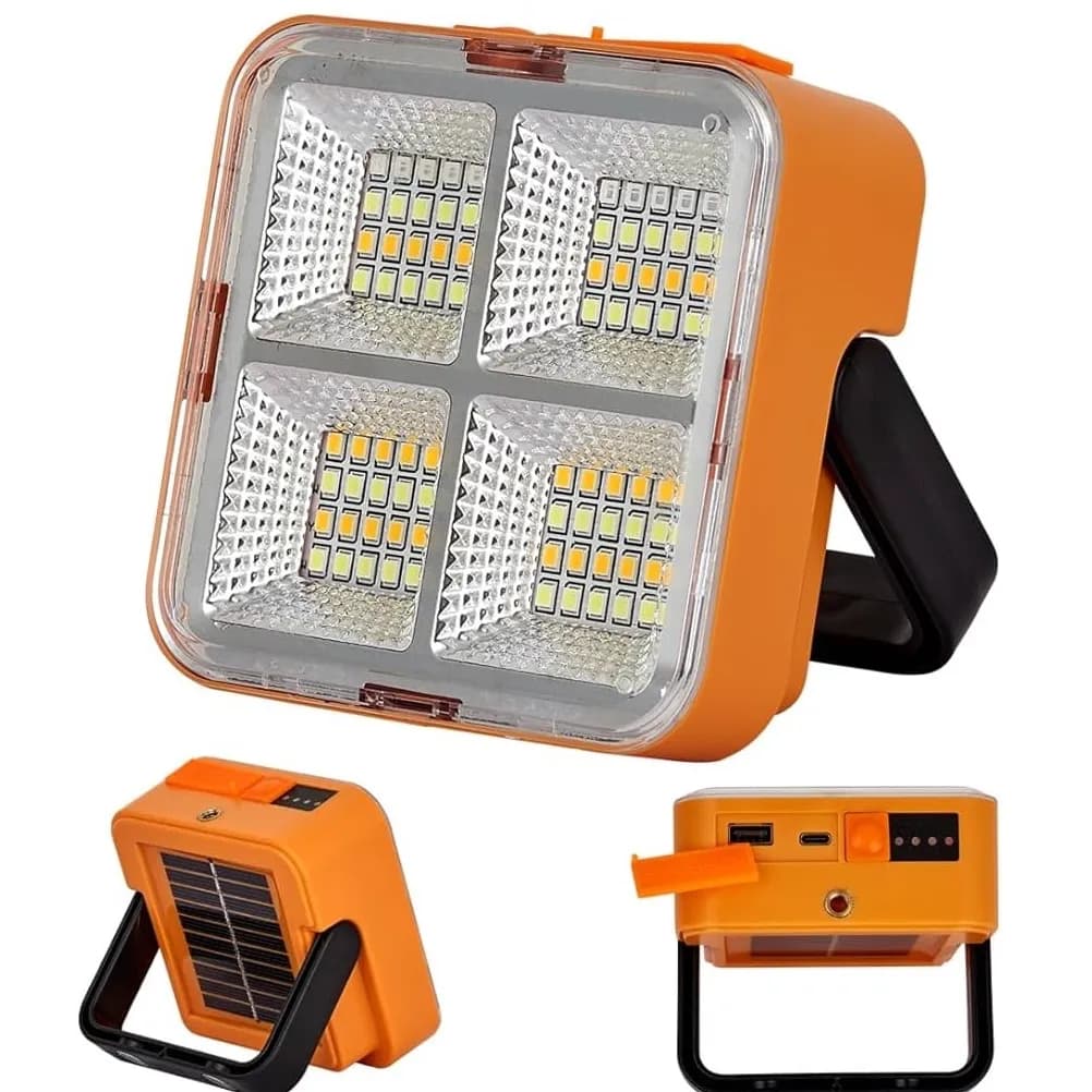 Portable Magnetic Solar Flood Light,Sos Power Bank Functions, For Camping, Job Site Lighting, Emergency