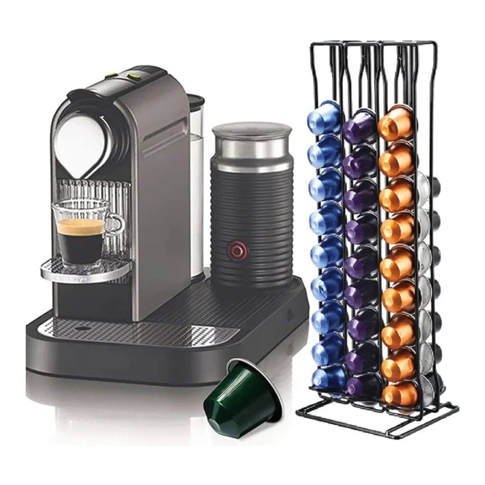 Coffee Pod Storage Rack Dispenser, Nespresso Coffee Capsule Stand For Home-BLACK