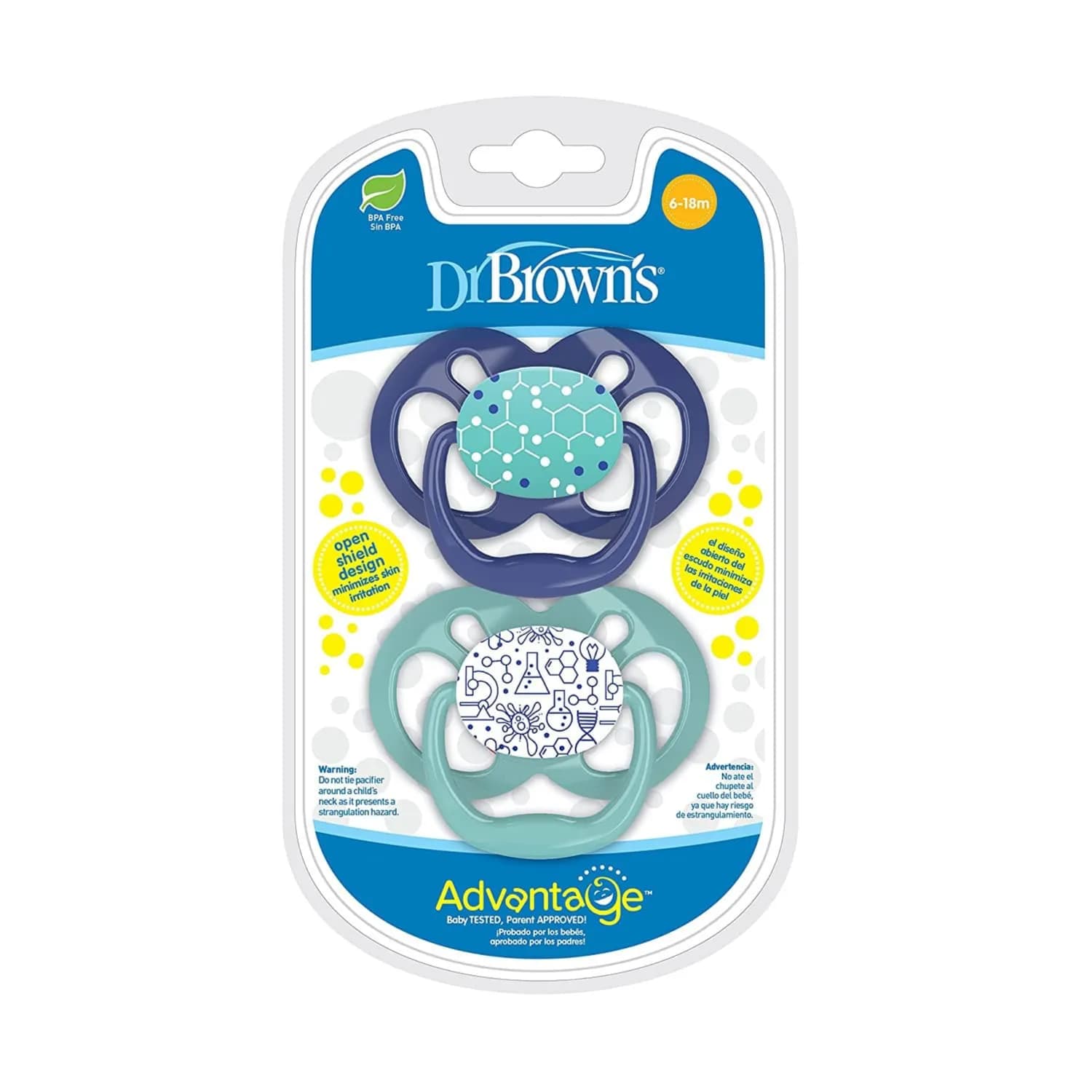 Dr. Brown's Advantage Pacifier Stage 2, 2-Pack, 6-18m, Blue