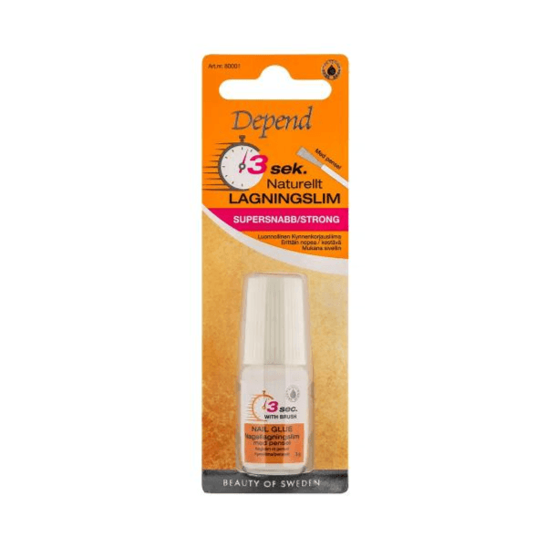Depend 80001 Nail Glue Repair Adhesive Natural Color Brush Applied Super Fast & Strong 3gm