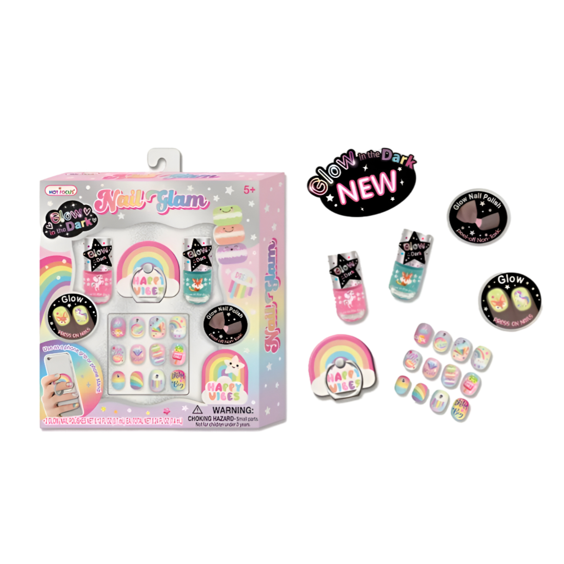 Hot Focus Rainbow Nail Glam Makeup Set For Girls - MSEQ79