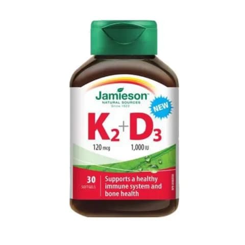 JAMIESON K2 + D3 SUPPORTS A HEALTHY IMMUNE AND BONE HEALTH, 30 SOFTGELS