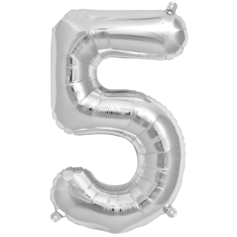 Happy Birthday Party Decoration Silver Foil Balloon-Number 5 (PIGC184)