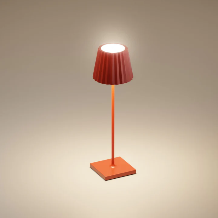 Plisse Luxurious Cordless Table Lamp - Red