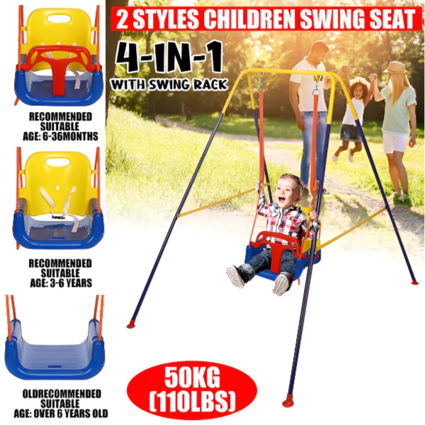 3 in 1 Indoor and Outdoor Swing Seat with Stand For Kids (GSWD152)