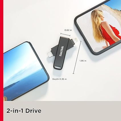 SanDisk 128GB iXpand Flash Drive Luxe for iPhone lightning and USB Type-C Devices