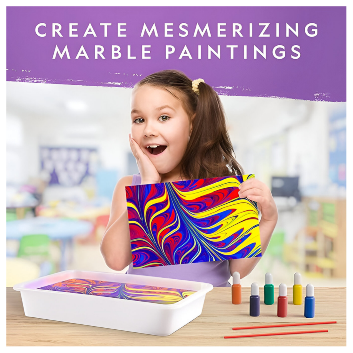 National Geographic Paint Marbling Arts & Crafts Kit  for Student-Stem Project Toy (SMEQ22)