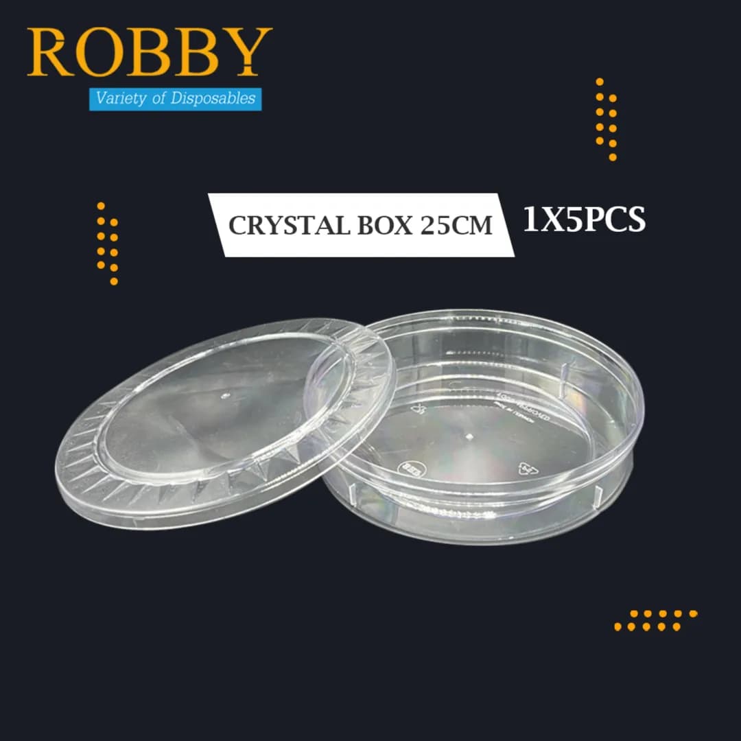 Crystal Box Clear W/ Lid 25cm Rd - 1x5pcs