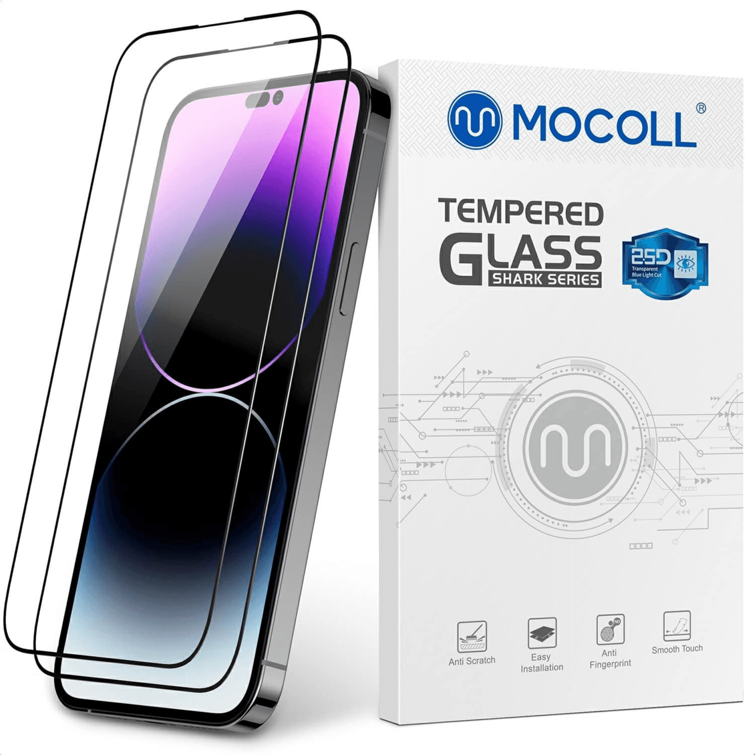 MOCOLL  2.5D Second Generation Glass Screen Protector - iPhone 13 Pro Max\14plus black frame