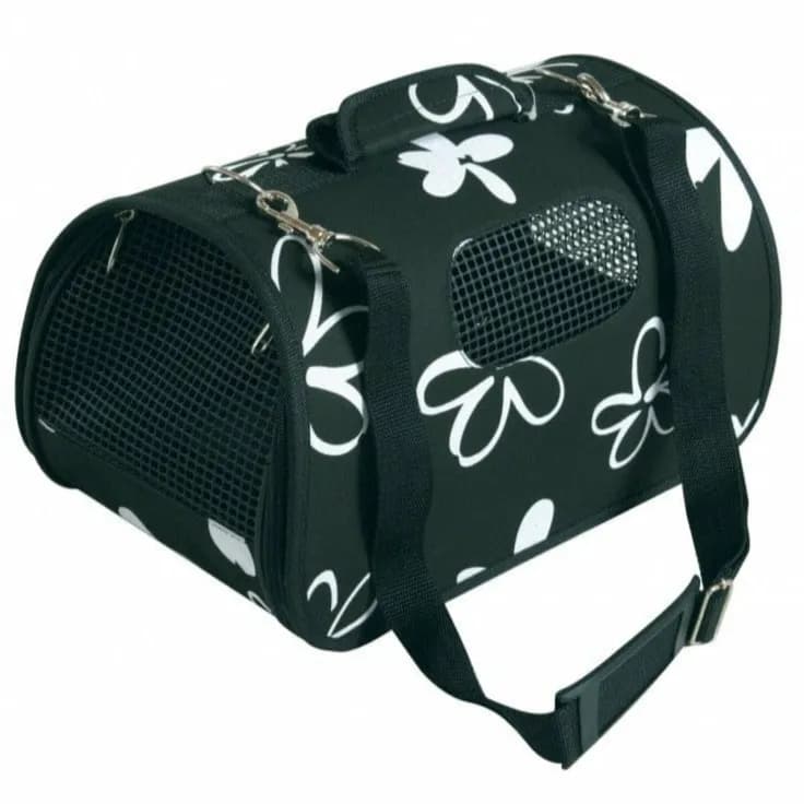 PET CARRIER FLOWER BLACK SMALL