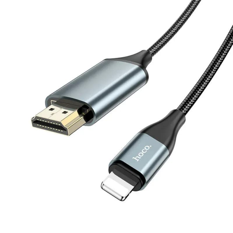 Hoco iP to HDTV Cable  4K | UA27 High-definition On-screen Cable | 2M | Metal Gray