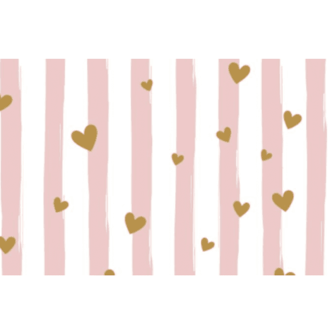 gold heart in pink stripes gift wrapping paper