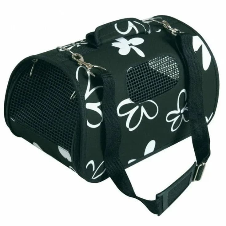 PET CARRIER FLOWER BLACK LARGE