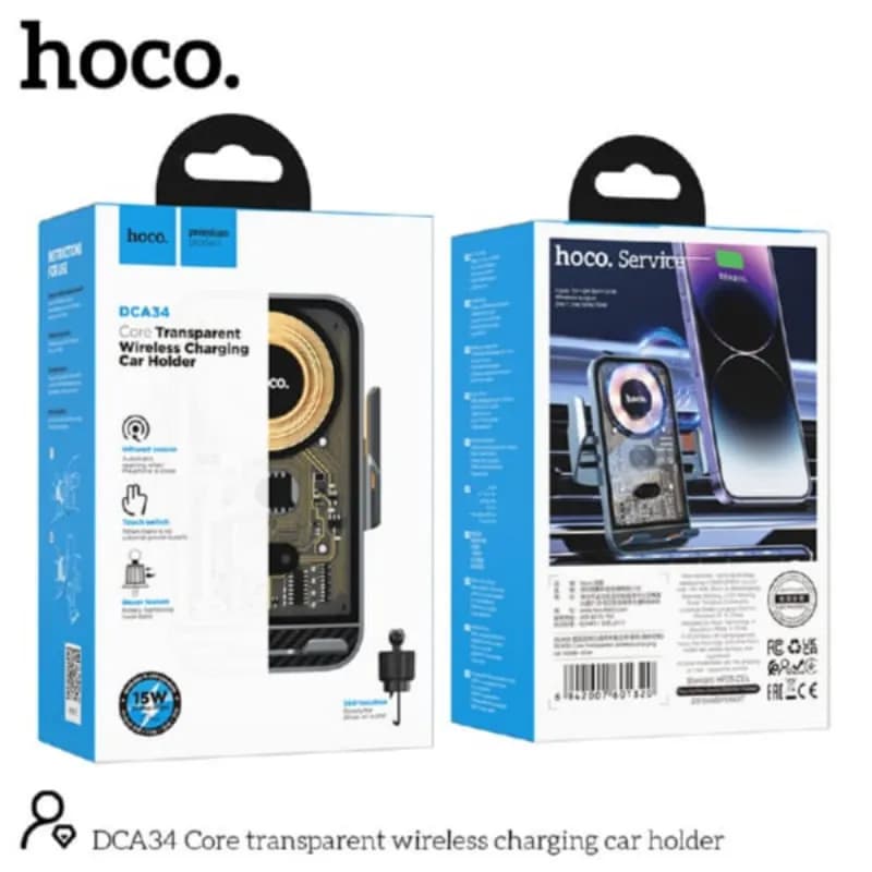 HOCO DCA34 Core transparent wireless charging car holder