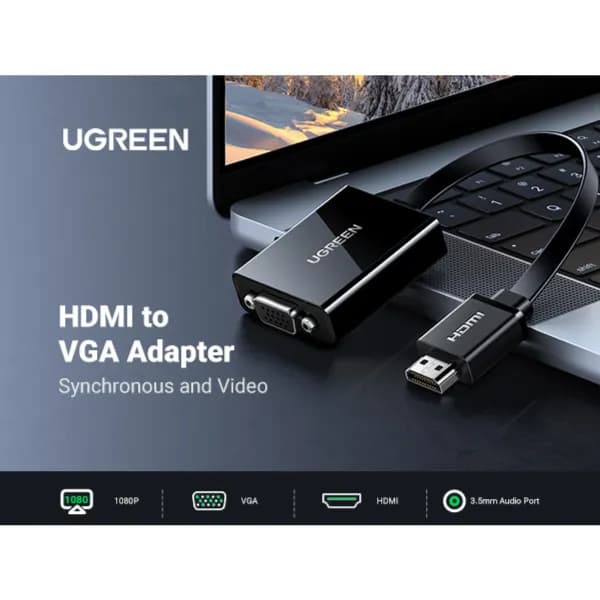 Hdmi To Vga Converter With 3.5Mm Audio Jack Hdmi Male To Vga Female-Ugreen 40248