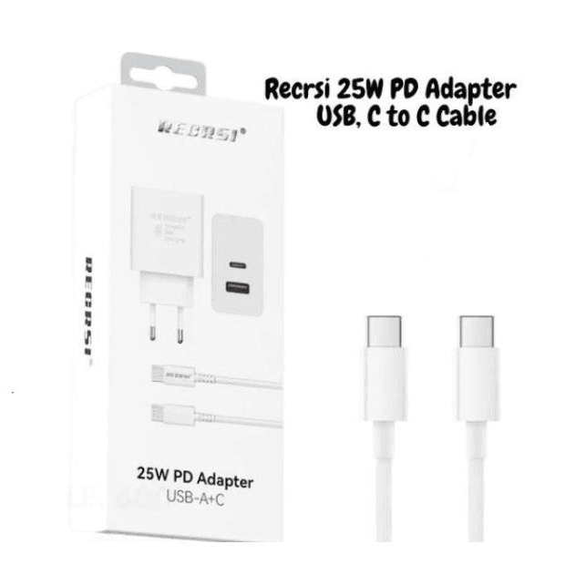 محول Recrsi 25W PD USB، كابل C إلى C