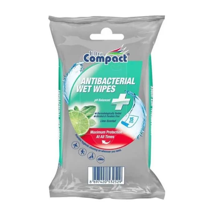 Ultra Compact Antibacterial Wet Wipes 15pcs