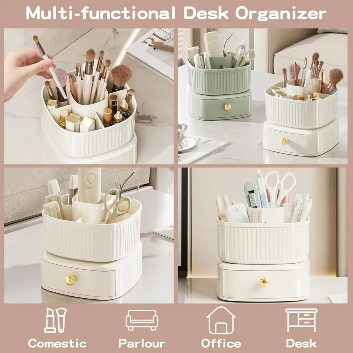 Rotating Makeup Organizer With Drawer