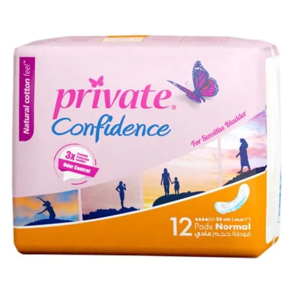 Private Confidence Normal pads  for Sensitive bladder with odor control 12pcs