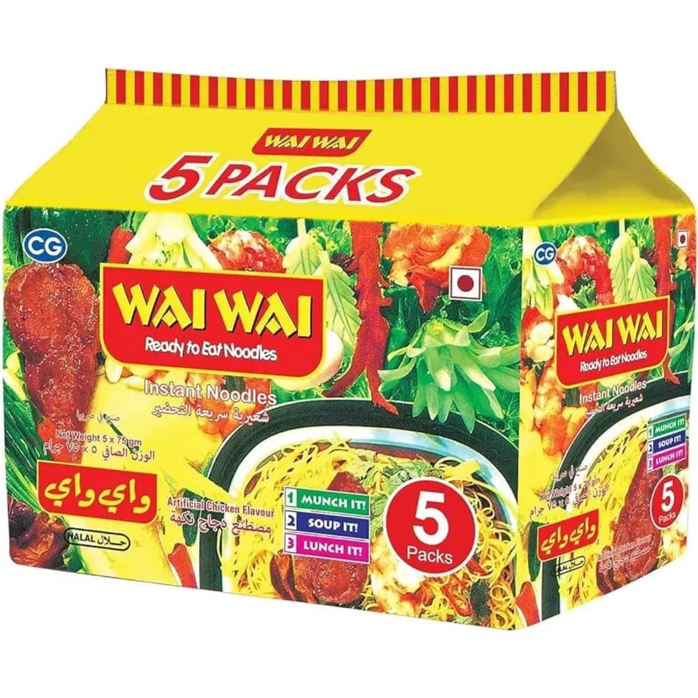 Wai Wai Chicken Flvr Noodles 5X75G