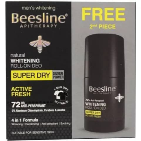 Beesline Roll on Deodorant Super dry Silver Power Active fresh 72hr protection Promo 1+1