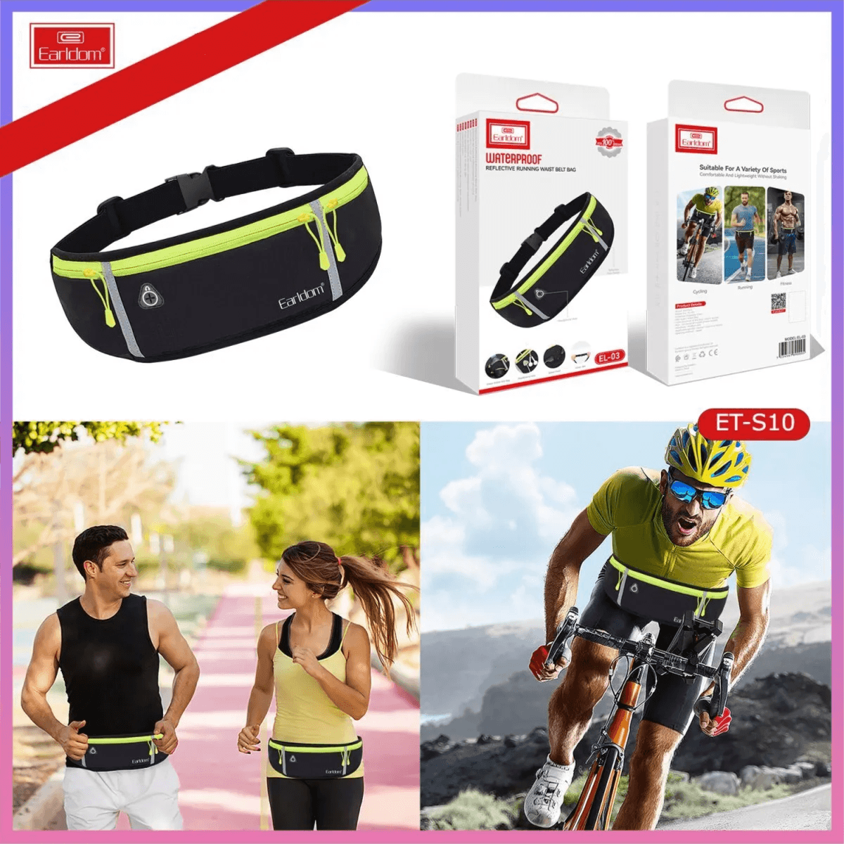 Waterproof Reflective Running Waist Belt Bag Earldom