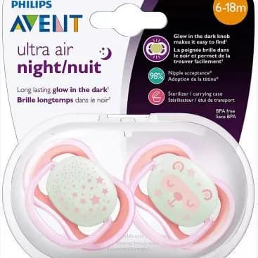 PHILIPS AVENT SOOTHER SILICONE AIR FREEFLOW 6-18 M ULTRA AIR NIGHT