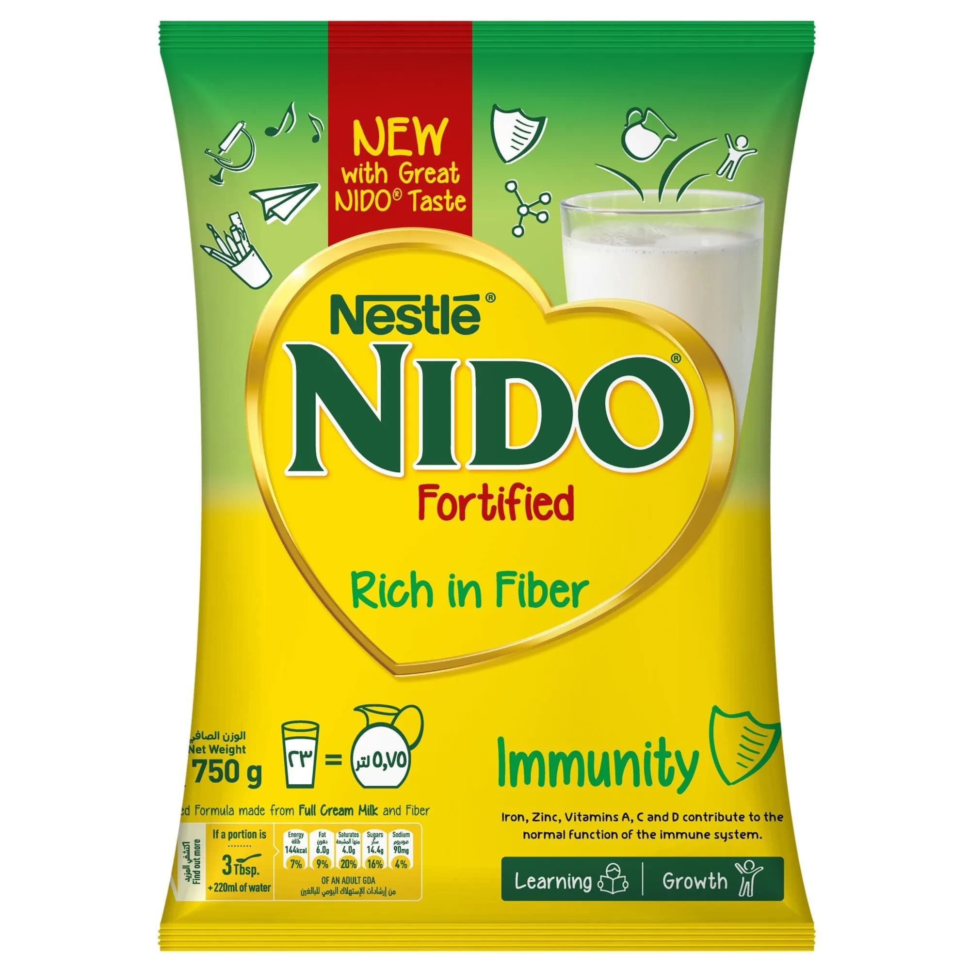 Nido Grow Fiber Milk Powder Pouch 750 Gm