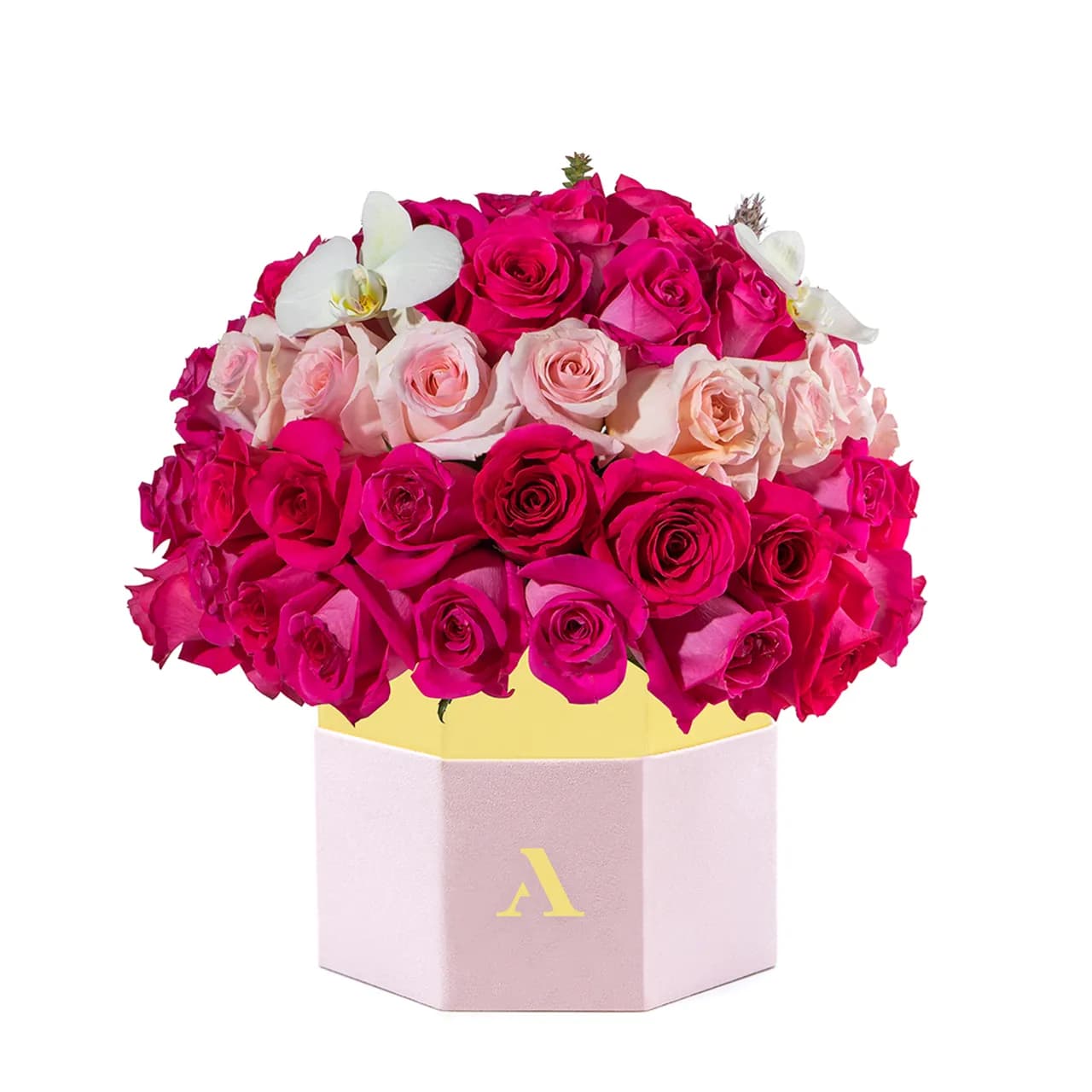 Mix Natural Flowers In Octagon Suede Box 20*15 Cm