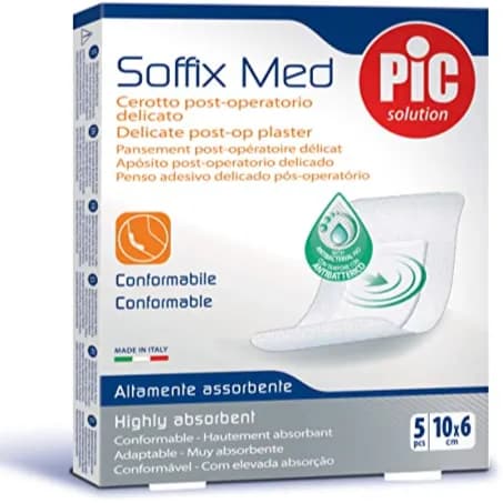 Pic Soffix Med delicate plaster include anti-bacterial pad 10*6cm ref-02026001 5pcs