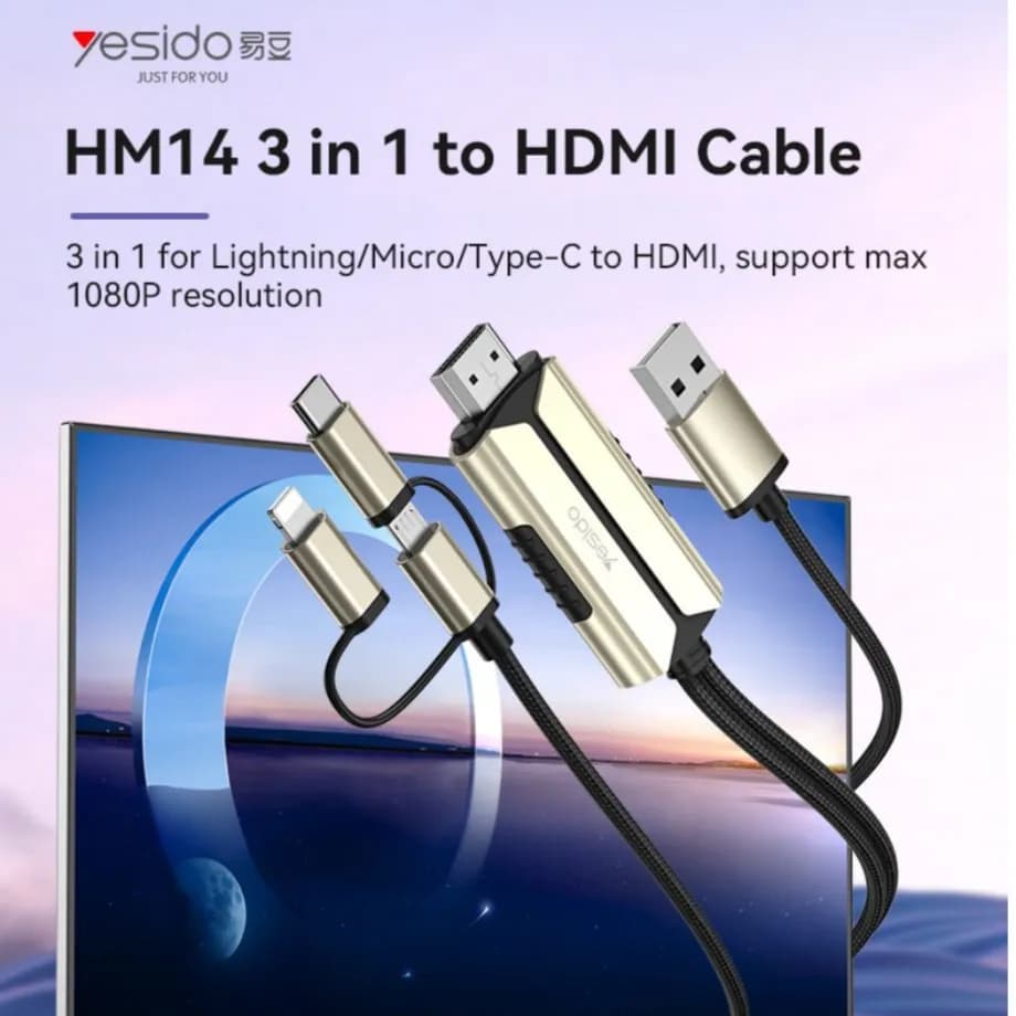 3In1 HDMI With 2mtr Cable - Yesido HM14