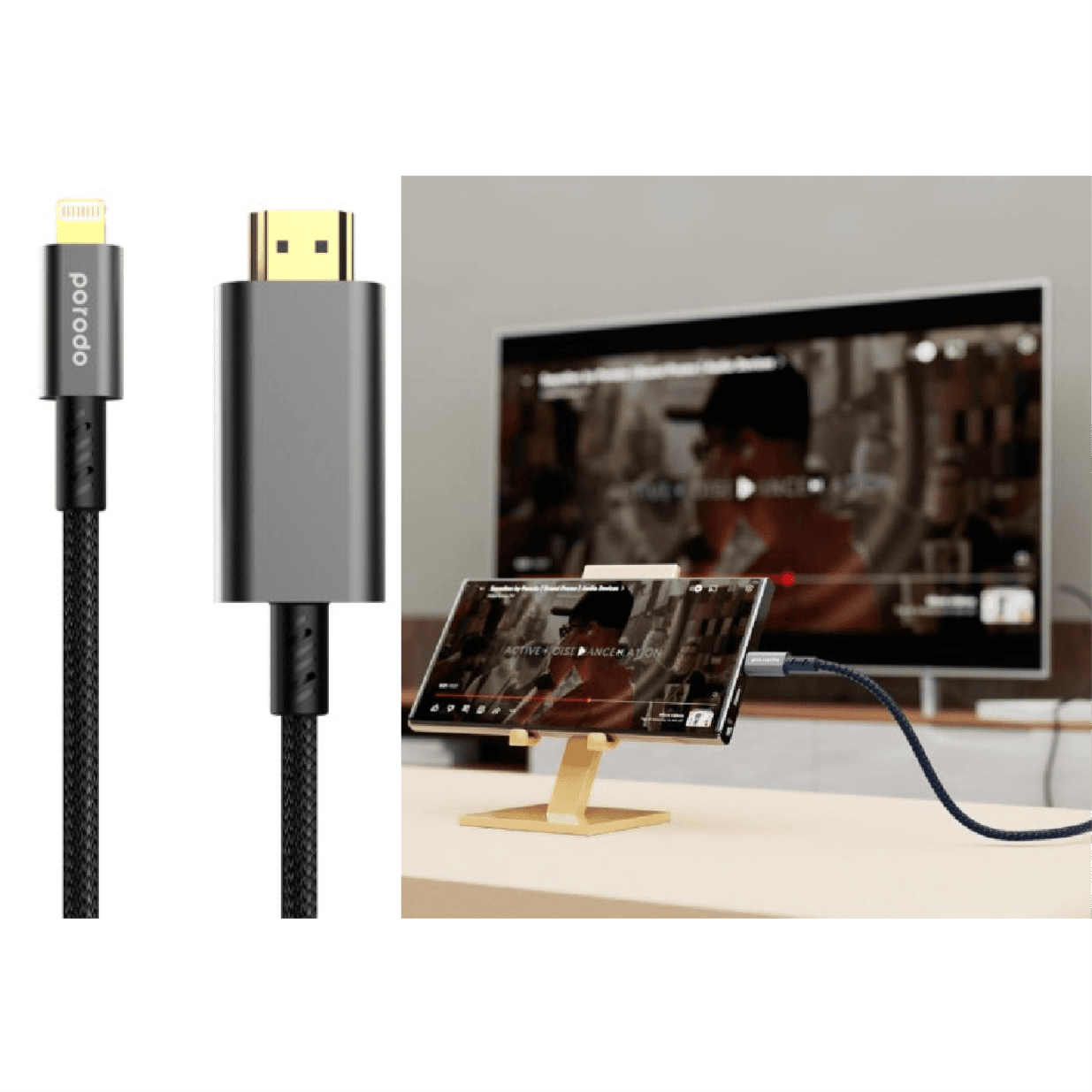 كابل اتش دي ام اي للايفون 1.8 متر 4k - بورودو