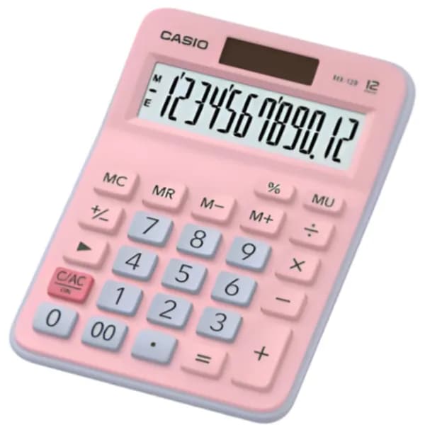 Casio Calculator Mini Desk Type 12 digits-MX-12B-PKLB-W-DC (OSMK20)