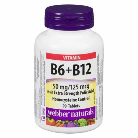 Webber naturals vitamin B6 + B12 50mg/125mcg with folic acid  90 capsules