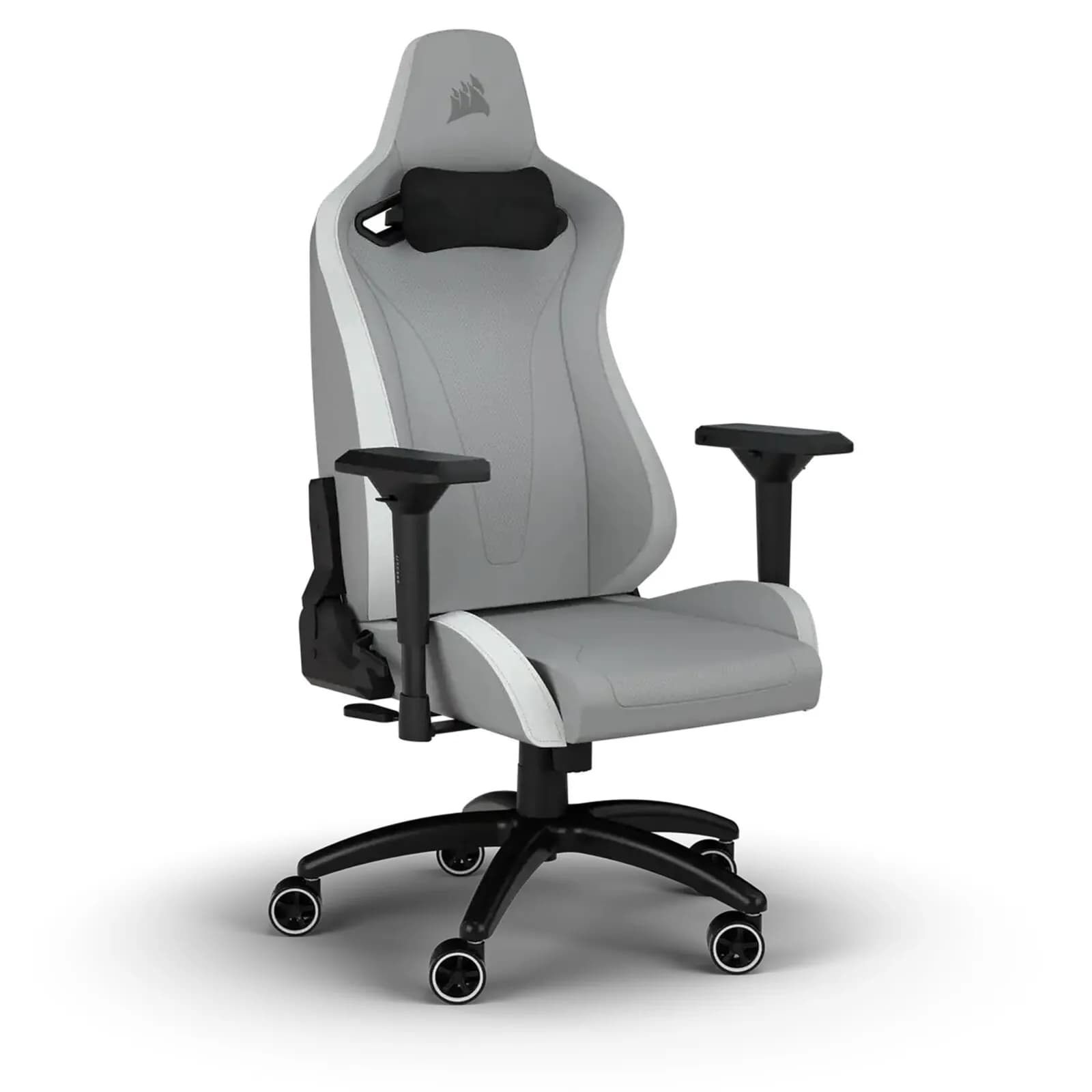 Corsair Tc200 Fabric Gaming Chair, Standard Fit, Light Grey & White