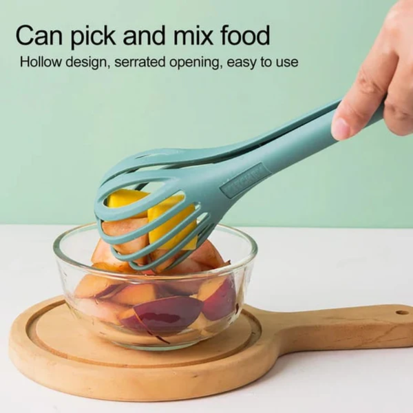 Multi-purpose Manual Kitchen Whisk, Egg Mixer Or Beater, Food Tong For Home-GREEN