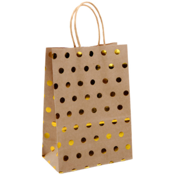 Brown With Gold Dot Design Gift Kraft Paper Bag Small (GCQL203)