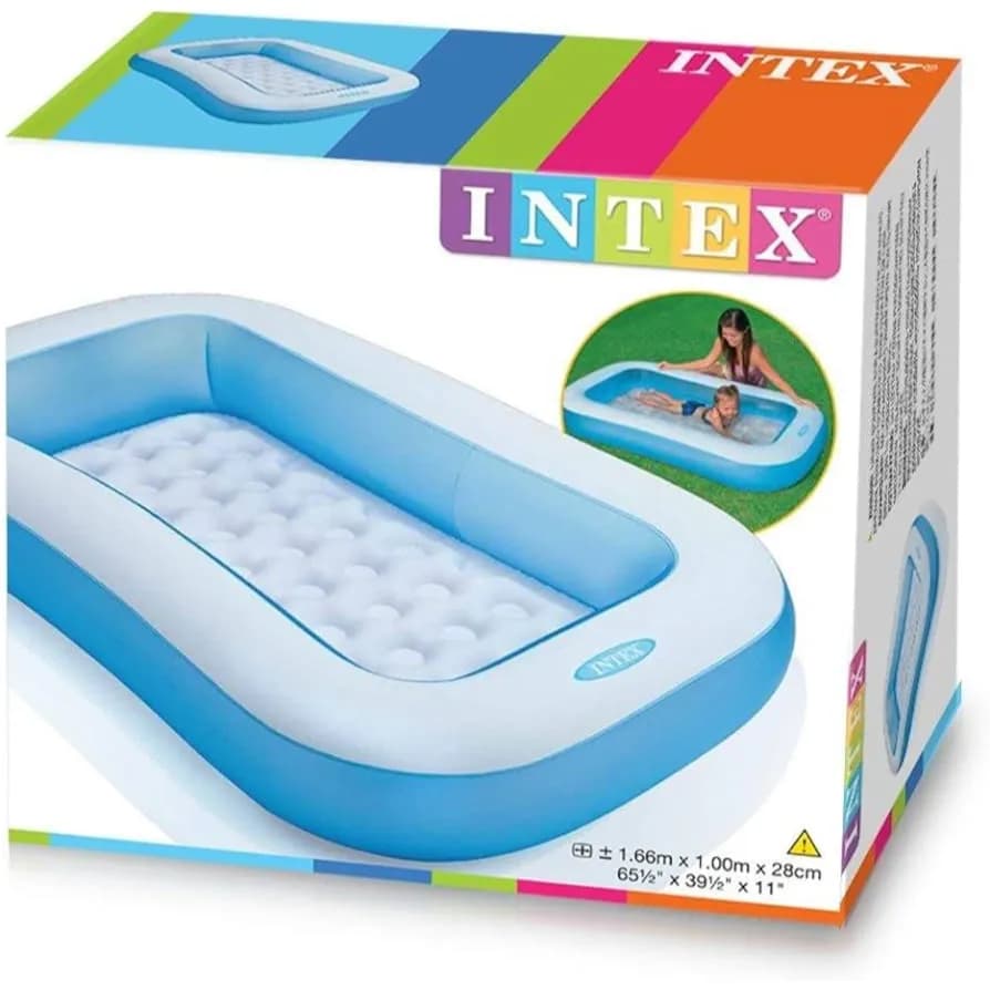 Intex Children Rectangular Blue Swimming Pool 166 X 100 X 28 Cm (57403np)