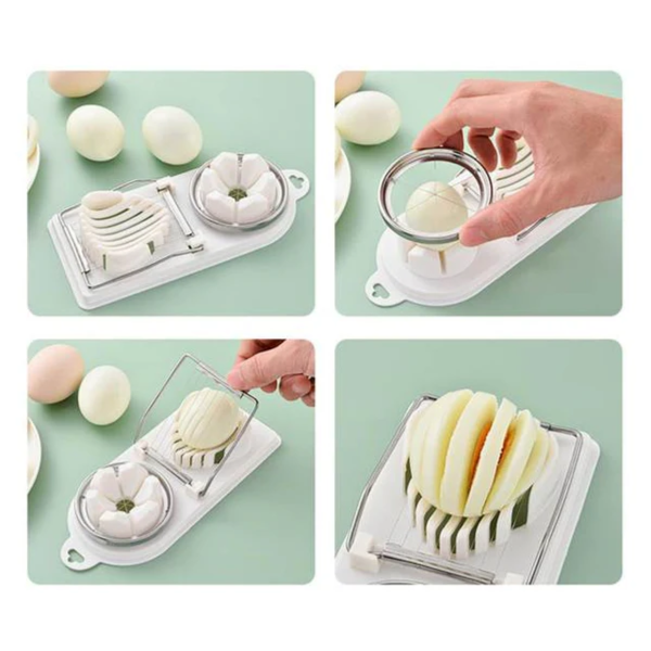 Egg Cutter Kitchen Gadgets - Wire Egg Slicer, Flower Shape Fruit, Egg Cutter Mold--GREEN