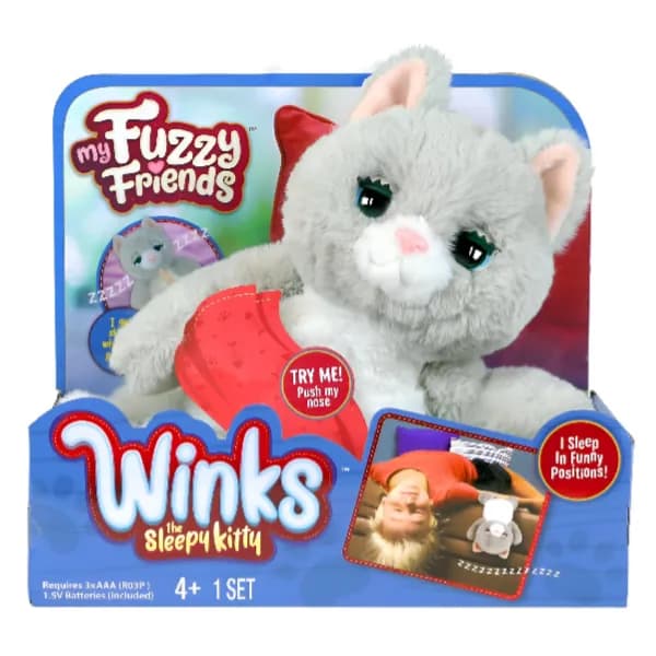 My Fuzzy Friends Winks The Sleepy Kitty Interactive Plush Doll Toy For Kids - DLEQ105