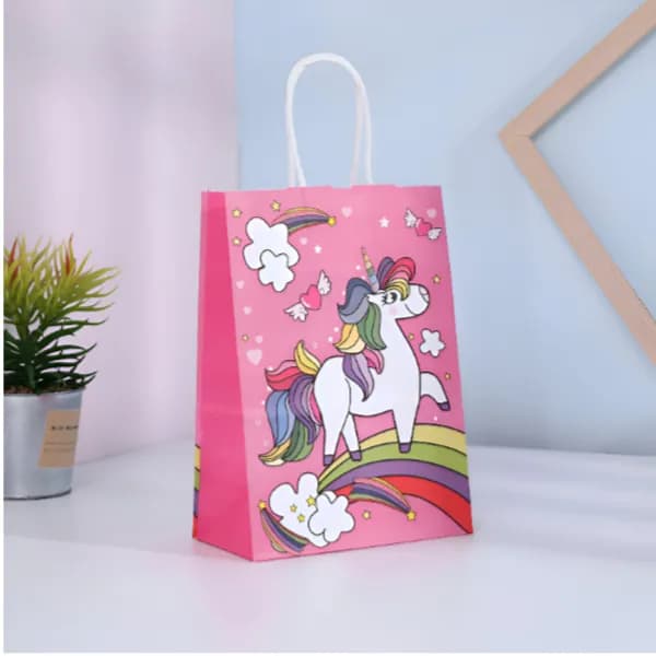 Unicorn Printed Gift Kraft Paper Bag-Small- 16X22X8 CM-1 Pieces Set (GCQL200)