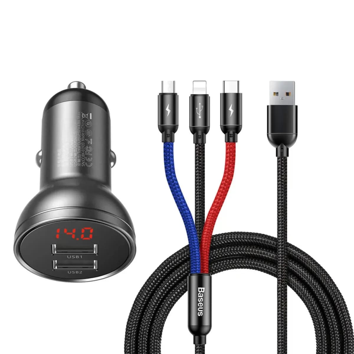 Car Charger 24 W, 1.2 M -Baseus