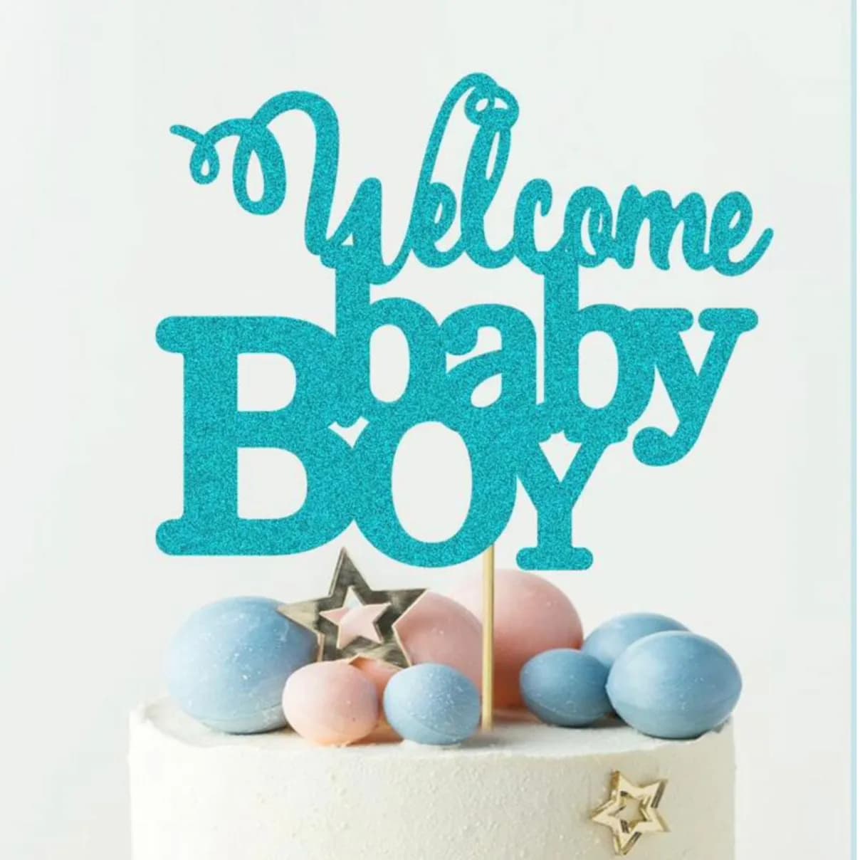 Welcome Baby Boy Cake Topper