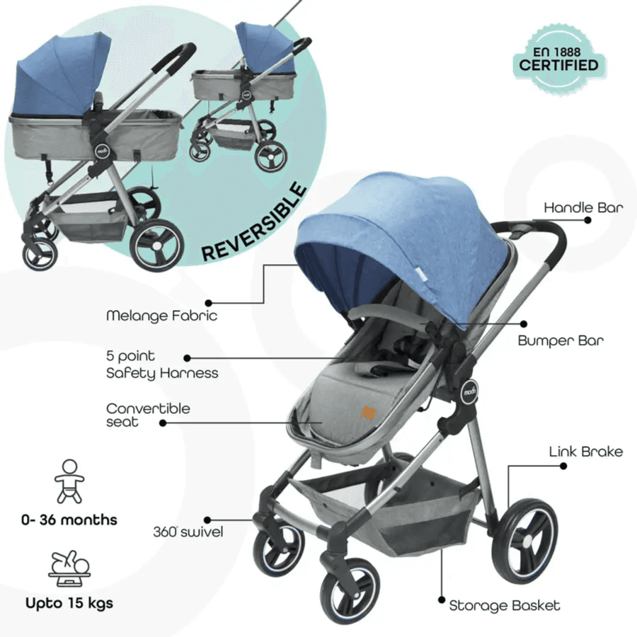 Moon Pro 2 In 1 Stroller (Blue)