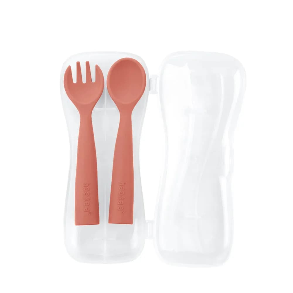 Haakaa Bendy Silicone Cutlery Set, Rust