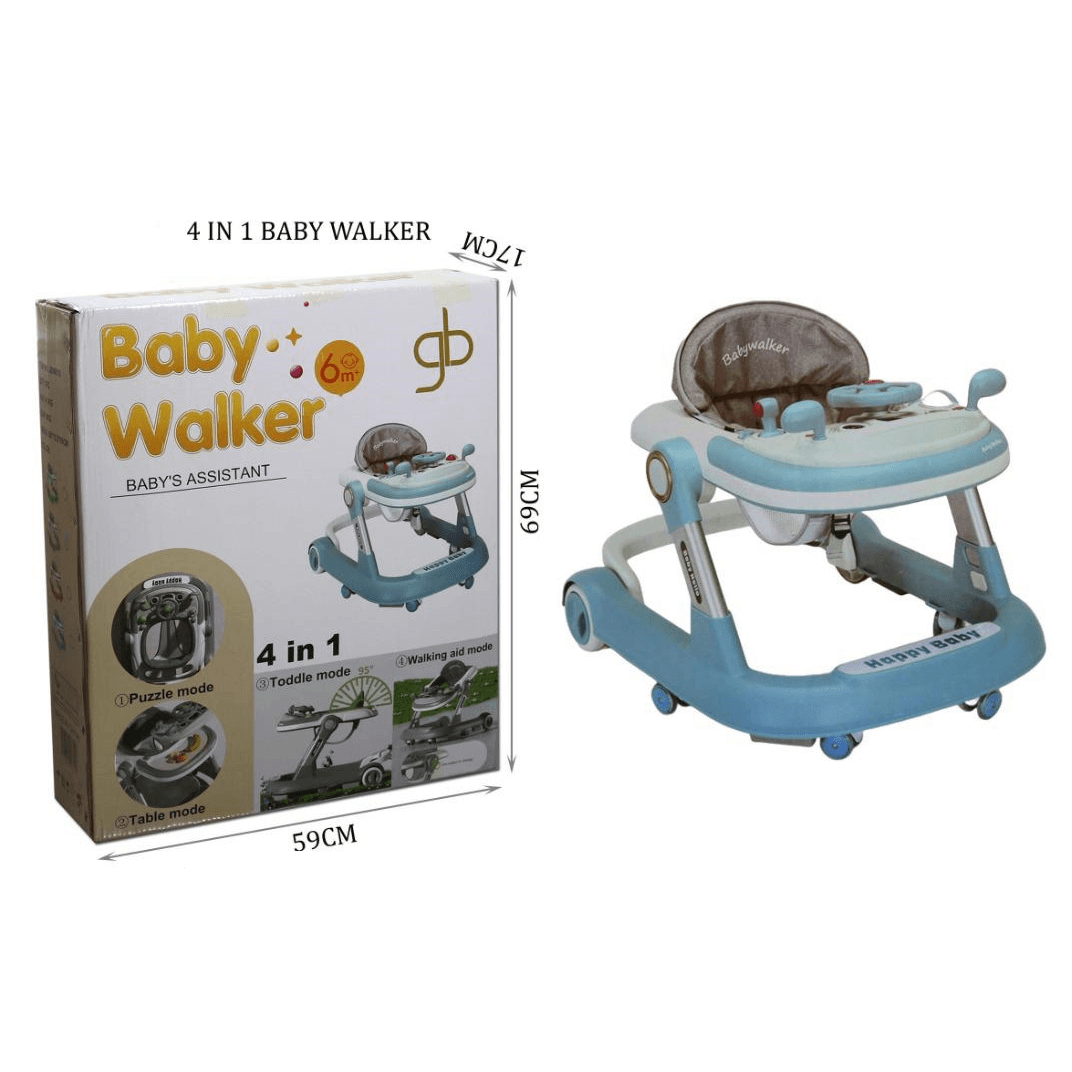 4 mode Baby Walker 6m+ (puzzle mode,table mode,toddle mode,walking aid mod) blue color