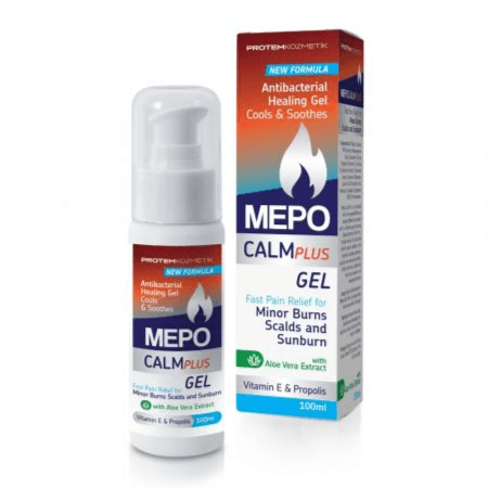 Mepo Calmplus gel fast relief for minor burns & sunburn with aloe vera extract & Vit E 100ml